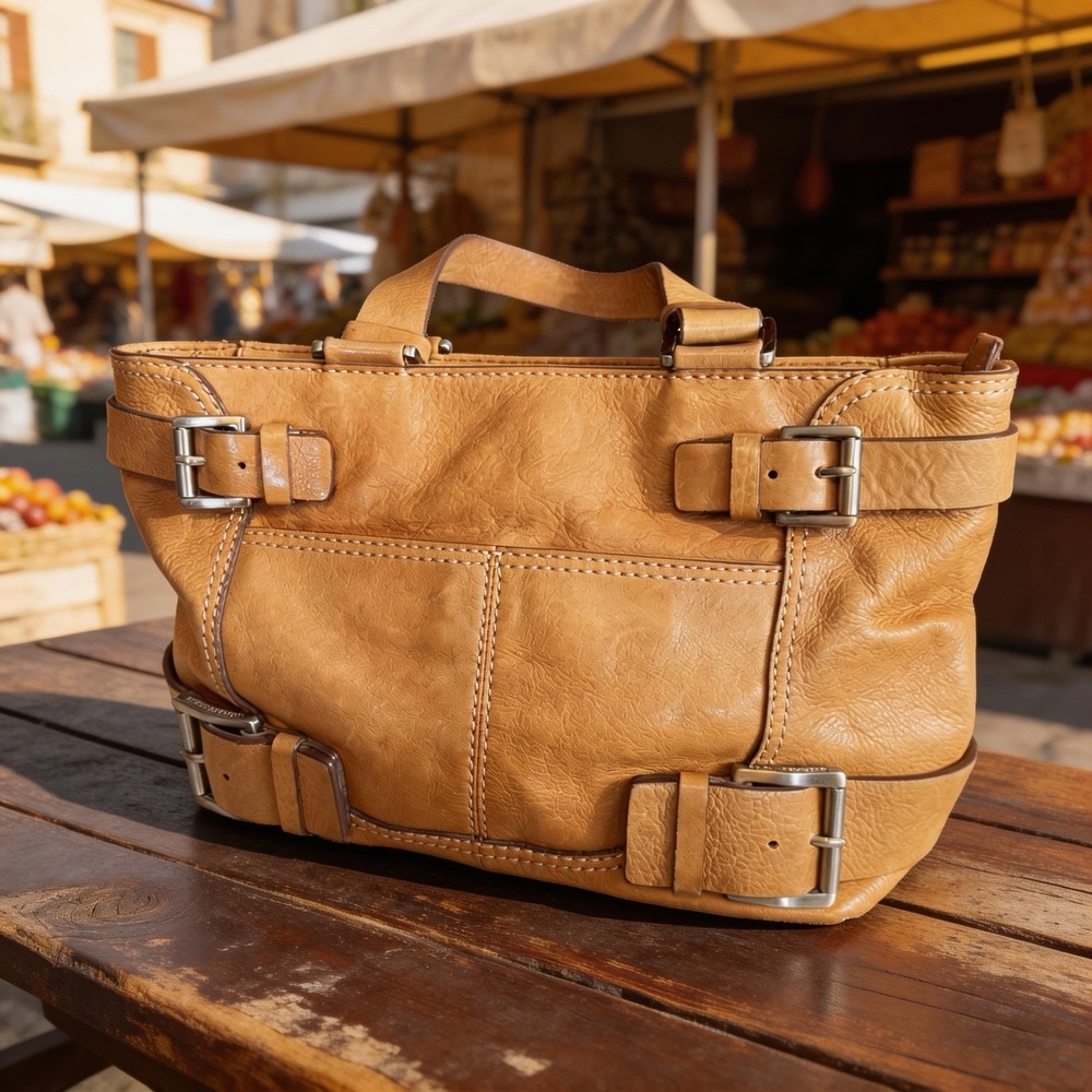 Vintage Michael Kors Brown Leather Satchel Buckle Bag Vintage Shoulder Purse